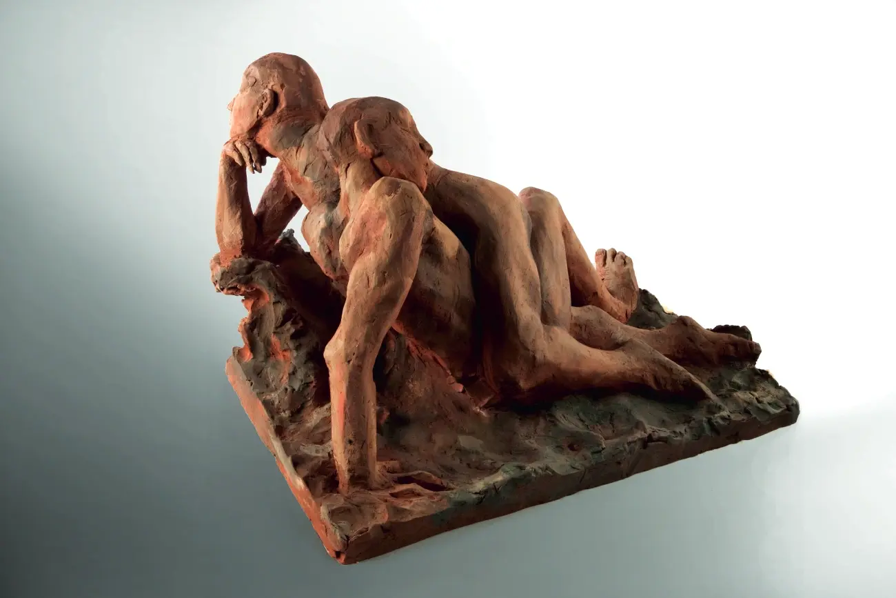 Scultura in terracotta: amanti.